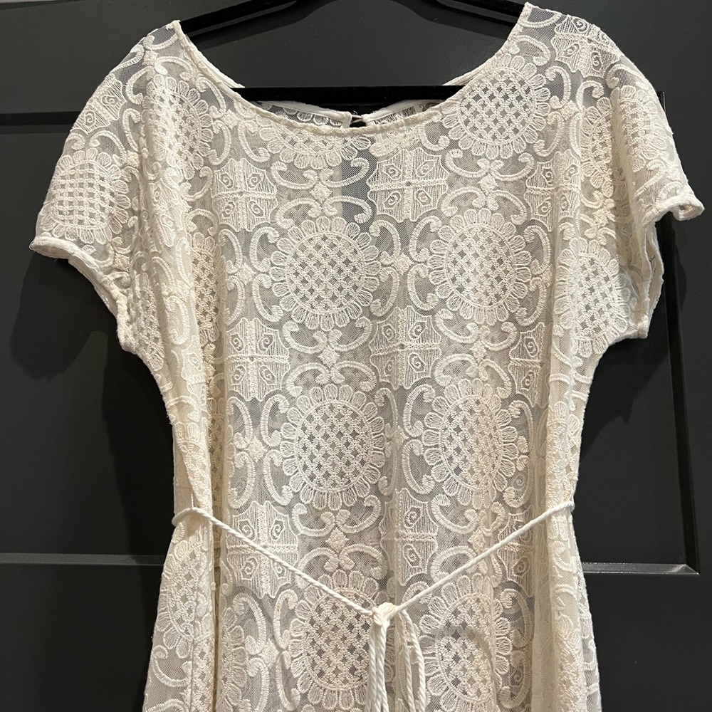 Anthropologie Lilka Bellflower Cream Lace Maxi Dress XL